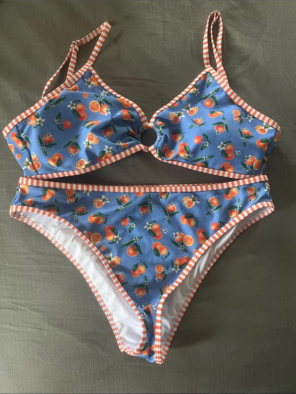Blue w/Orange Print Women’s Two-Piece Swim Set